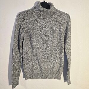 Karen Scott Womens Small Black White Speckled Turtleneck Sweater crew Cotton